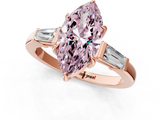 Rose gold Fancy Pink Marquise  Cut Diamond Ring with Tapered Baguette Side Stones in Four-Prong Setting_4