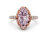 Rose gold Fancy Pink Marquise Cut Diamond Scalloped Halo Engagement Ring with Round Shared Prong Band_12