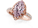 Rose gold Fancy Pink Marquise Cut Diamond Scalloped Halo Engagement Ring with Round Shared Prong Band_13