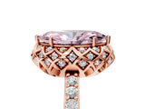 Rose gold Fancy Pink Marquise Cut Diamond Scalloped Halo Engagement Ring with Round Shared Prong Band_17