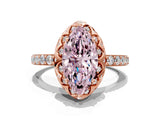 Rose gold Fancy Pink Marquise Cut Diamond Scalloped Halo Engagement Ring with Round Shared Prong Band_24