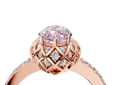 Rose gold Fancy Pink Marquise Cut Diamond Scalloped Halo Engagement Ring with Round Shared Prong Band_28