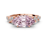 Rose gold Fancy Pink Marquise Cut Diamond Scattered Round Accent Ring with Prong Setting_12