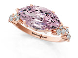 Rose gold Fancy Pink Marquise Cut Diamond Scattered Round Accent Ring with Prong Setting_13