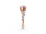 Rose gold Fancy Pink Marquise Cut Diamond Scattered Round Accent Ring with Prong Setting_14