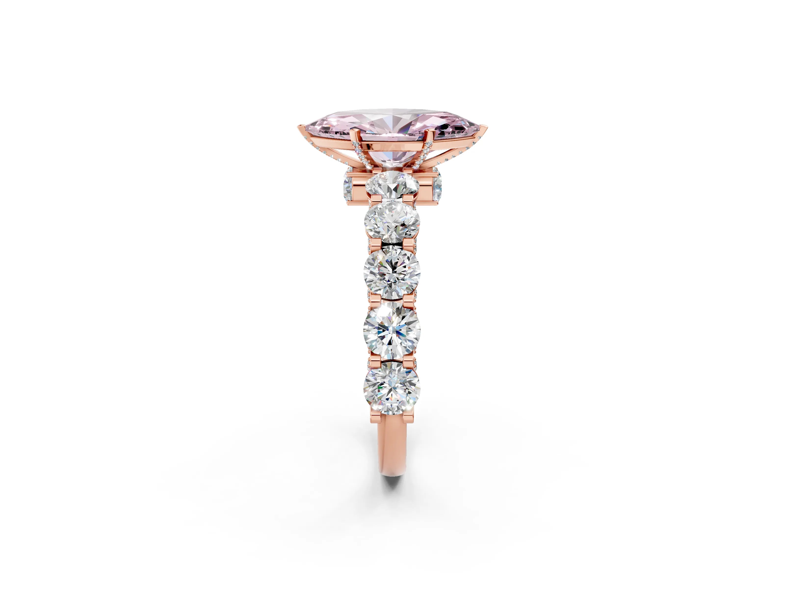 Rose gold Fancy Pink Marquise Cut Diamond Side Stone Engagement Ring with Four-Prong Setting_26