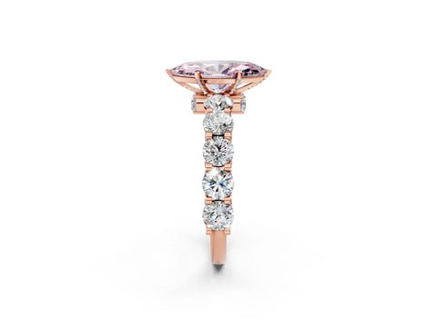 Rose gold Fancy Pink Marquise Cut Diamond Side Stone Engagement Ring with Four-Prong Setting_26