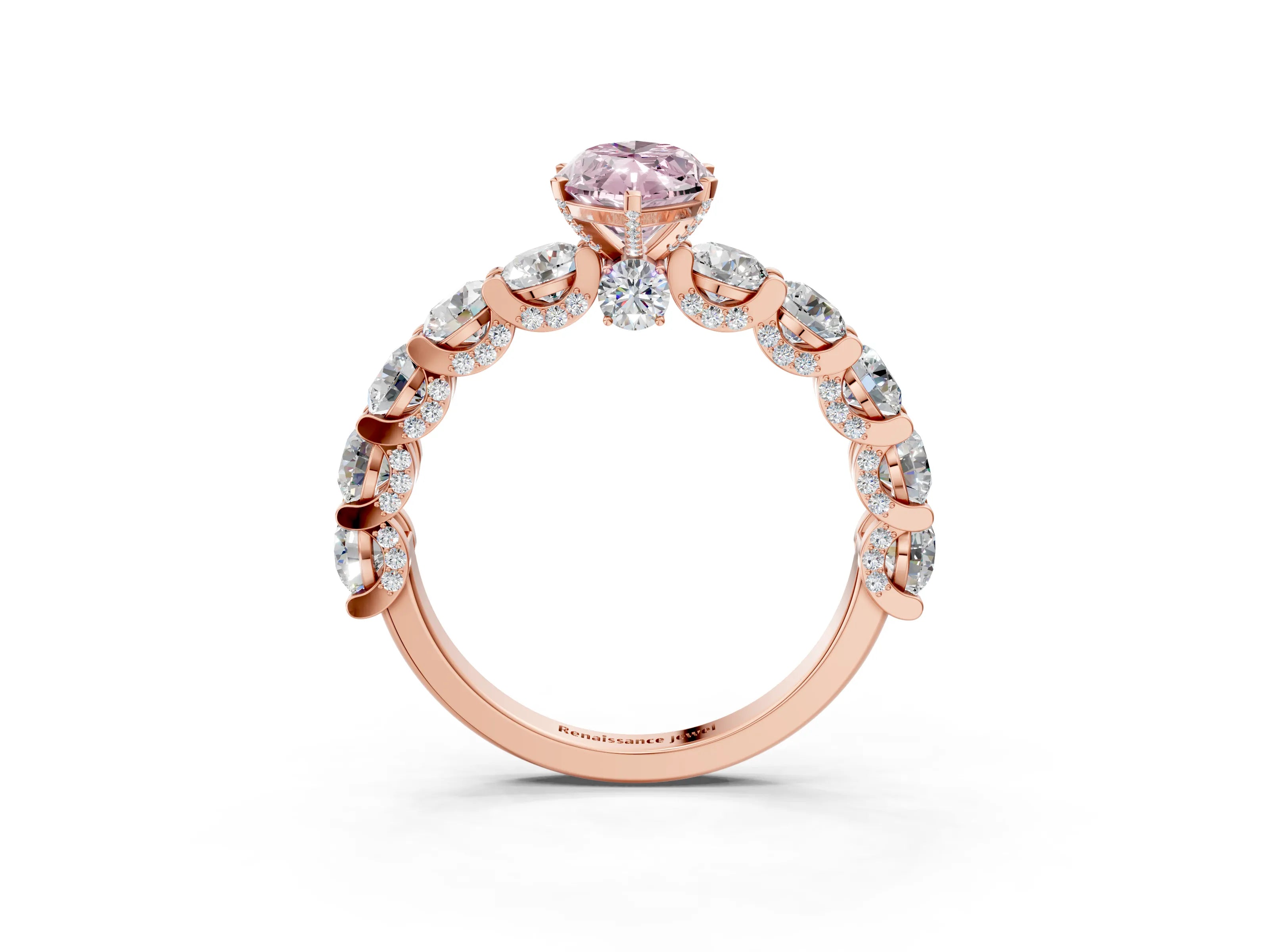 Rose gold Fancy Pink Marquise Cut Diamond Side Stone Engagement Ring with Four-Prong Setting_27