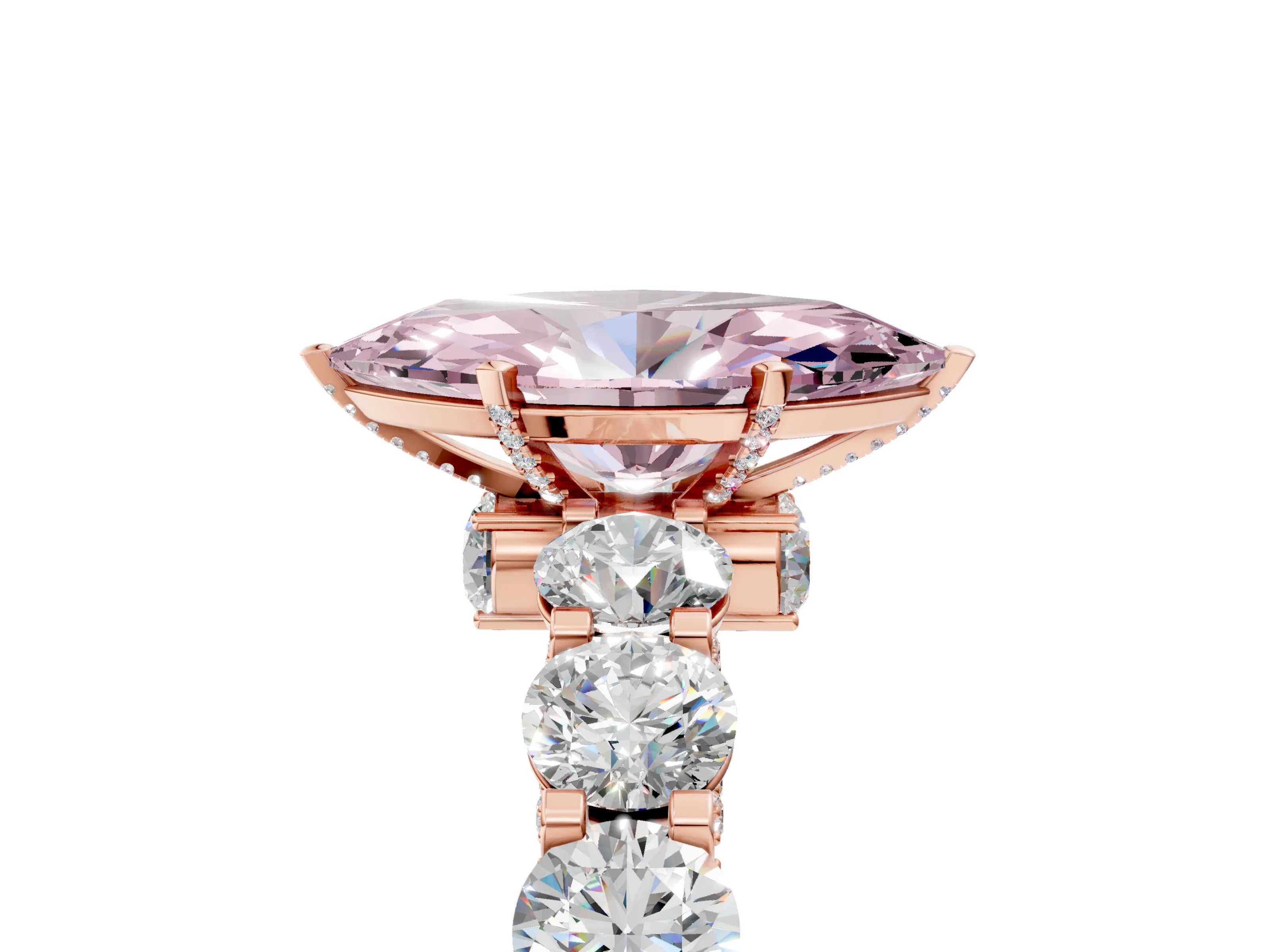 Rose gold Fancy Pink Marquise Cut Diamond Side Stone Engagement Ring with Four-Prong Setting_29