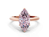 Rose gold Fancy Pink Marquise Cut Diamond Solitaire Engagement Ring with Cathedral Setting and Four-Prong Mount_111