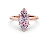 Rose gold Fancy Pink Marquise Cut Diamond Solitaire Engagement Ring with Cathedral Setting and Four-Prong Mount_12