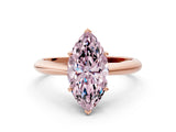 Rose gold Fancy Pink Marquise Cut Diamond Solitaire Engagement Ring with Cathedral Setting and Four-Prong Mount_90