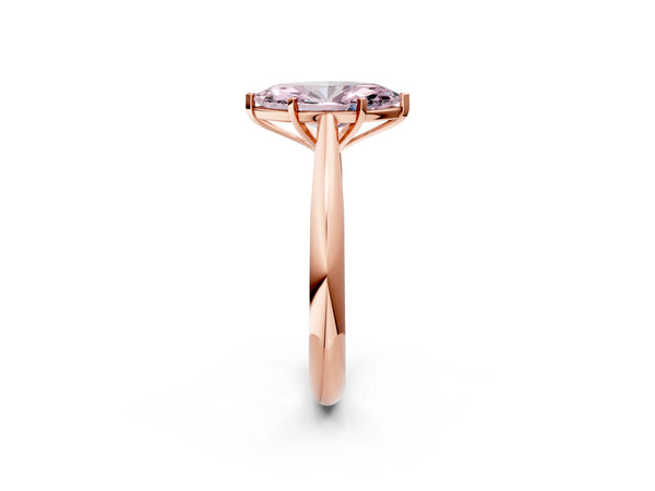 Rose gold Fancy Pink Marquise Cut Diamond Solitaire Engagement Ring with Cathedral Setting and Four-Prong Mount