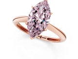 Rose gold Fancy Pink Marquise Cut Diamond Solitaire Engagement Ring with Classic Band and Four-Prong Setting_13