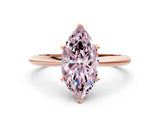Rose gold Fancy Pink Marquise Cut Diamond Solitaire Engagement Ring with Classic Band and Four-Prong Setting_36