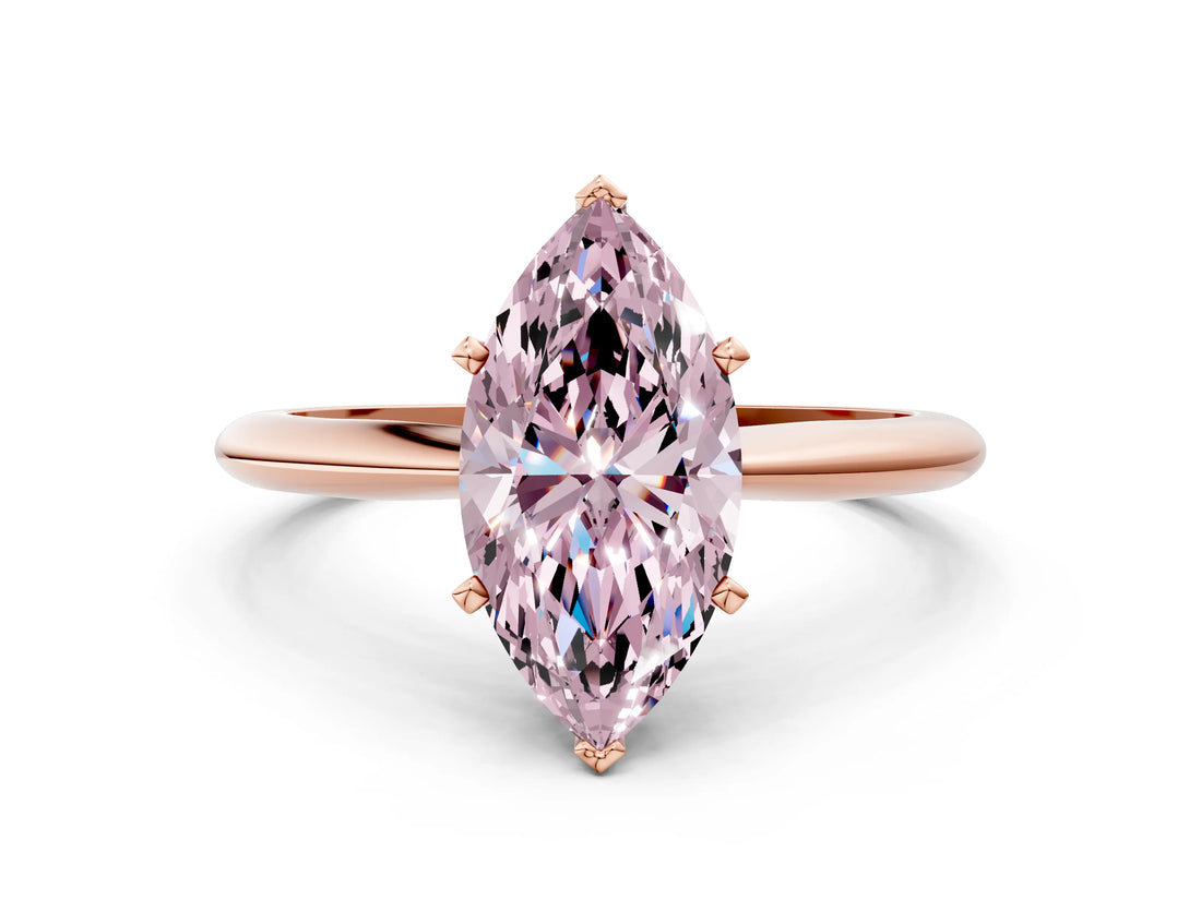 Rose gold Fancy Pink Marquise Cut Diamond Solitaire Engagement Ring with Classic Band and Four-Prong Setting_87