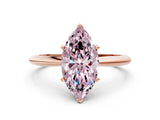 Rose gold Fancy Pink Marquise Cut Diamond Solitaire Engagement Ring with Classic Band and Four-Prong Setting_87