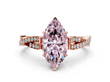 Rose gold Fancy Pink Marquise Cut Diamond Solitaire Engagement Ring with Twisted Pavé Band and Four-Prong Setting_44