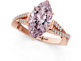 Rose gold Fancy Pink Marquise Cut Diamond Solitaire Engagement Ring with Twisted Pavé Band and Four-Prong Setting_45