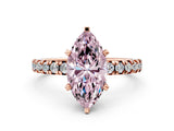 Rose gold Fancy Pink Marquise Cut Diamond Solitaire Pavé Engagement Ring with Round Band and Prong Setting_42