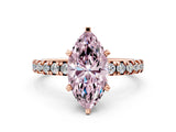 Rose gold Fancy Pink Marquise Cut Diamond Solitaire Pavé Engagement Ring with Round Band and Prong Setting_78