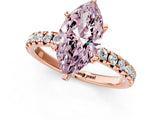 Rose gold Fancy Pink Marquise Cut Diamond Solitaire Pavé Engagement Ring with Round Band and Prong Setting_79