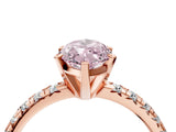 Rose gold Fancy Pink Marquise Cut Diamond Solitaire Pavé Engagement Ring with Round Band and Prong Setting_82