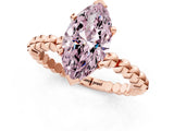 Rose gold Fancy Pink Marquise Cut Diamond Solitaire Ring with Beaded Band and Prong Setting_269