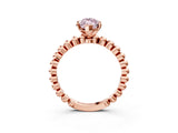 Rose gold Fancy Pink Marquise Cut Diamond Solitaire Ring with Beaded Band and Prong Setting_271