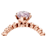 Rose gold Fancy Pink Marquise Cut Diamond Solitaire Ring with Beaded Band and Prong Setting_272