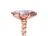 Rose gold Fancy Pink Marquise Cut Diamond Solitaire Ring with Beaded Band and Prong Setting_273