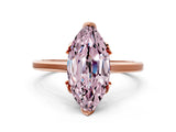 Rose gold Fancy Pink Marquise Cut Diamond Solitaire Ring with Flower Prong Setting and Classic Band_49
