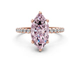 Rose gold Fancy Pink Marquise Cut Diamond Solitaire Ring with Four-Prong Setting and Pavé Band_3