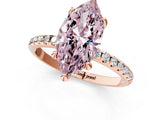 Rose gold Fancy Pink Marquise Cut Diamond Solitaire Ring with Four-Prong Setting and Pavé Band_4