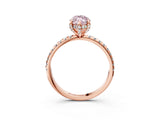 Rose gold Fancy Pink Marquise Cut Diamond Solitaire Ring with Four-Prong Setting and Pavé Band_6