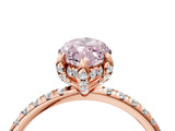 Rose gold Fancy Pink Marquise Cut Diamond Solitaire Ring with Four-Prong Setting and Pavé Band_7
