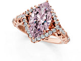 Rose gold Fancy Pink Marquise Cut Diamond Solitaire Ring with Hidden Halo and Pavé Band_28
