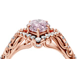 Rose gold Fancy Pink Marquise Cut Diamond Solitaire Ring with Hidden Halo and Pavé Band_31