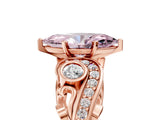 Rose gold Fancy Pink Marquise Cut Diamond Solitaire Ring with Milgrain Pavé Band and Four-Prong Setting_162