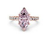 Rose gold Fancy Pink Marquise Cut Diamond Solitaire Ring with Pavé Band and Four-Prong Setting_74