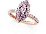Rose gold Fancy Pink Marquise Cut Diamond Solitaire Ring with Pavé Band and Hidden Halo_20