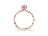 Rose gold Fancy Pink Marquise Cut Diamond Solitaire Ring with Pavé Band and Hidden Halo_22