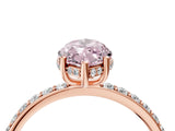 Rose gold Fancy Pink Marquise Cut Diamond Solitaire Ring with Pavé Band and Hidden Halo_23