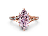 Rose gold Fancy Pink Marquise Cut Diamond Solitaire Ring with Pavé Band and Prong Setting_12
