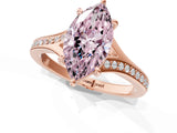 Rose gold Fancy Pink Marquise Cut Diamond Solitaire Ring with Pavé Band and Prong Setting_13