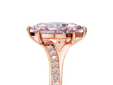 Rose gold Fancy Pink Marquise Cut Diamond Solitaire Ring with Pavé Band and Prong Setting_17