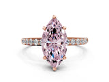 Rose gold Fancy Pink Marquise Cut Diamond Solitaire Ring with Pave Band and Four Prong Setting_73