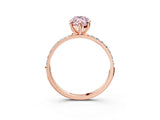 Rose gold Fancy Pink Marquise Cut Diamond Solitaire Ring with Pave Band and Four Prong Setting_76