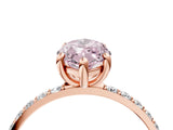 Rose gold Fancy Pink Marquise Cut Diamond Solitaire Ring with Pave Band and Four Prong Setting_77