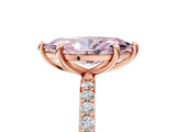 Rose gold Fancy Pink Marquise Cut Diamond Solitaire Ring with Pave Band and Four Prong Setting_78